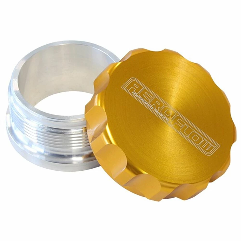 Budget 💯 Aeroflow 2-1/2" Billet Aluminium Weld-On Filler With Gold Cap, AF460-40G 🔥